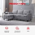thumbnail image 5 of Puremind Sectional Couch for Living Room, 78inch L Shaped Sectional Sofa with Storage Ottoman and Side Pocket, Living Room Furniture Set,Light Gray, 5 of 9