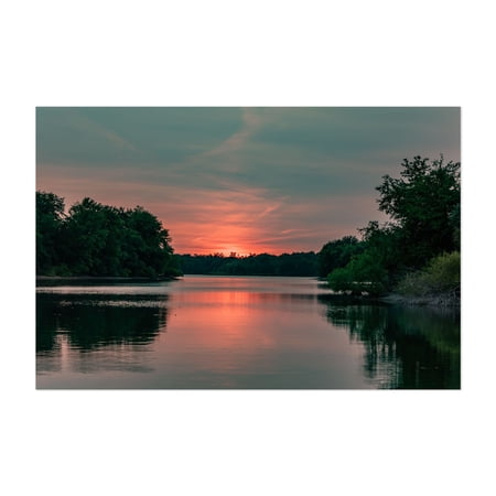 Forest Fire Sunset at Codorus State Park, Pennsylvania - Hanover Pennsylvania Photography Sunset Lake Scenic Nature Water Landscape Calm Unframed Wall Art Print 4 x 6 inches