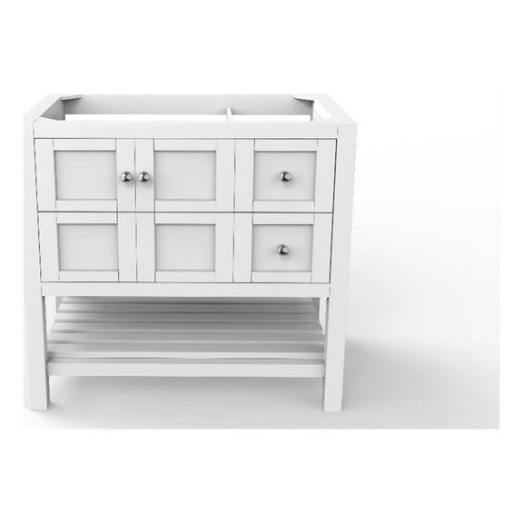 Modern 36" Alicia White Wood Vanity Base with Chrome Handles