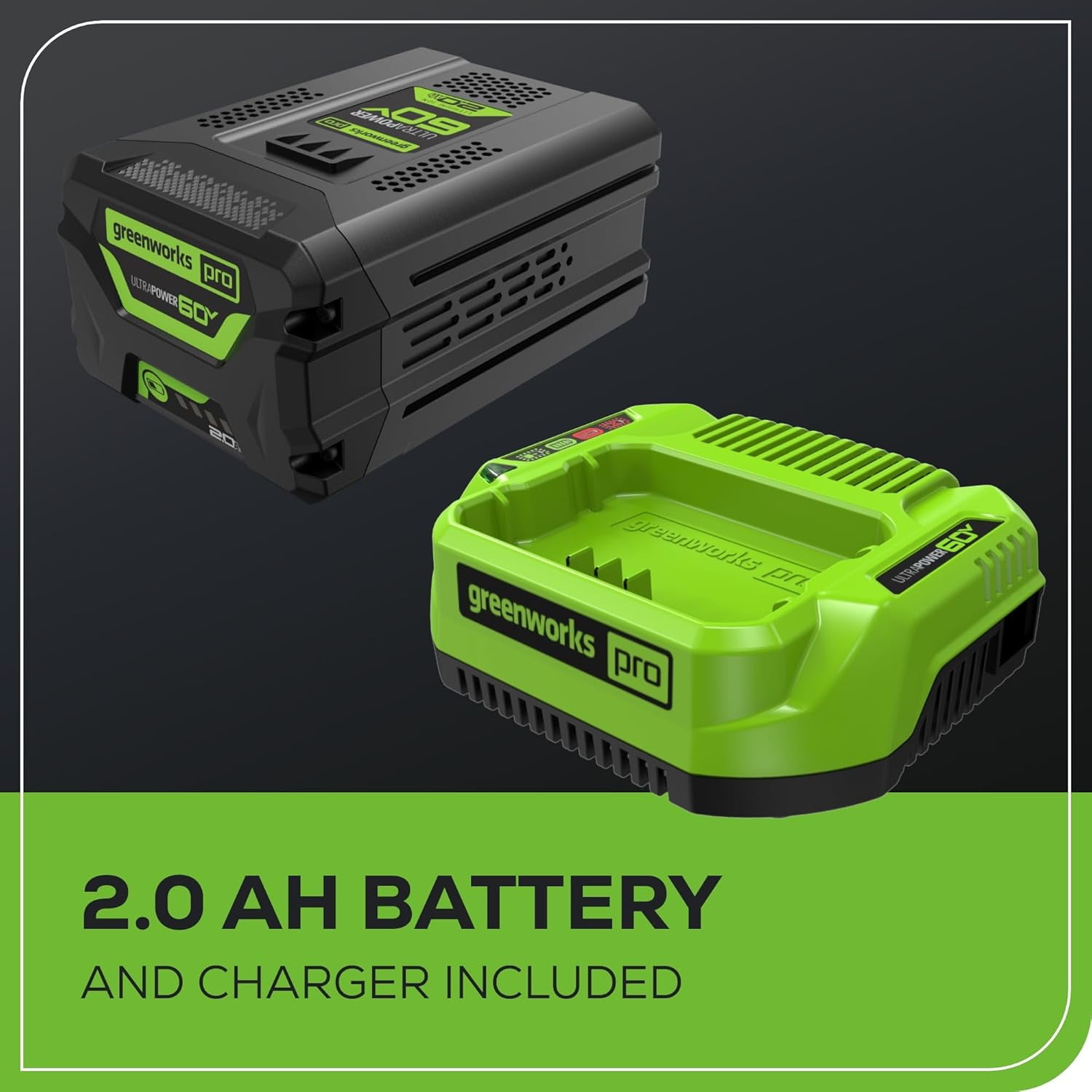 Greenworks 60V 20" Brushless Cordless Battery Powered Pole Hedge Trimmer, 2.0Ah Battery and Charger Included