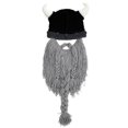 thumbnail image 2 of Gorro de lana hecho a mano PENGJTMXG estilo vikingo gris claro para festival cumpleaños, 2 of 4