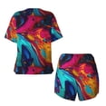 thumbnail image 5 of Lsque Colorful Abstract Swirls Women's Short-Sleeved Pajama Set - 2 Piece Soft and Lightweight Sleepwear Set-Small, 5 of 9