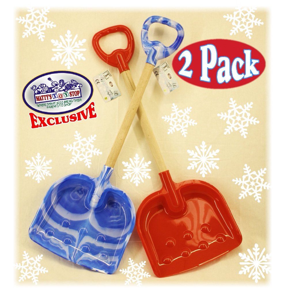 Matty's Toy Stop 28" Heavy Duty Wooden Snow Shovels with Plastic Scoop