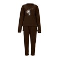 thumbnail image 2 of Gibobby Conjunto de sudadera y pantalones Sudadera holgada de manga larga con estampado gráfico y chándal informal de forro polar para mujer(Café,M), 2 of 3