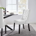 thumbnail image 3 of Maklaine Solid Wood and Button Tufted Fabric Dining Chair in White, 3 of 8