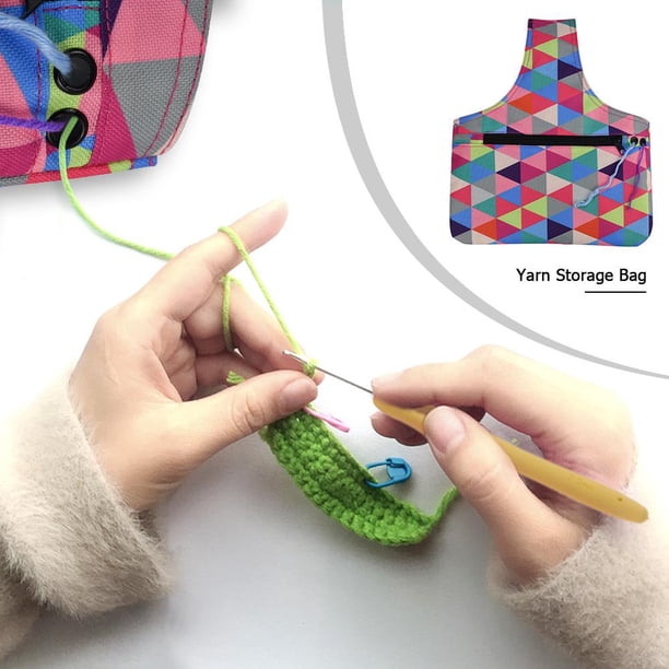 Bolsa De Almacenamiento Bolsa de almacenamiento de hilo portátil Bolsa de muñeca de punto colorido para sostener ganchos de ganchillo de hilo Likrtyny Para estrenar