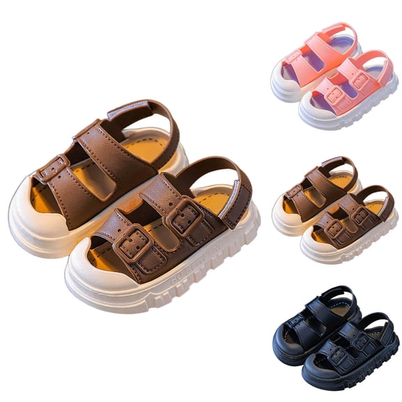 Unisex Kids Summer Slide Sandals Baby Comfort Anti-Slip Open Toe Adjustable Walking Beach Shower Shoes for Boys Girls Pink 12 M(30)