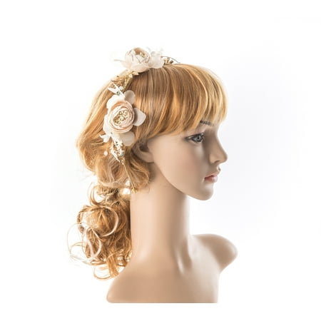 White Silk Flower Hair Wreath French Inspired Camellia Flowers Bridal Hair Accessory Floral Hair Clip - Wedding