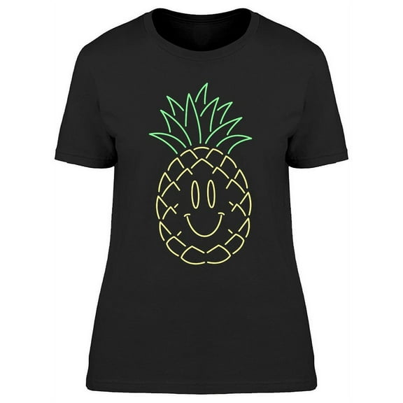 Happy Neon Pineapple Design T-Shirt Women -Image by Shutterstock, Female Small