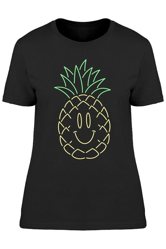 Happy Neon Pineapple Design T-Shirt Women -Image by Shutterstock, Female Small