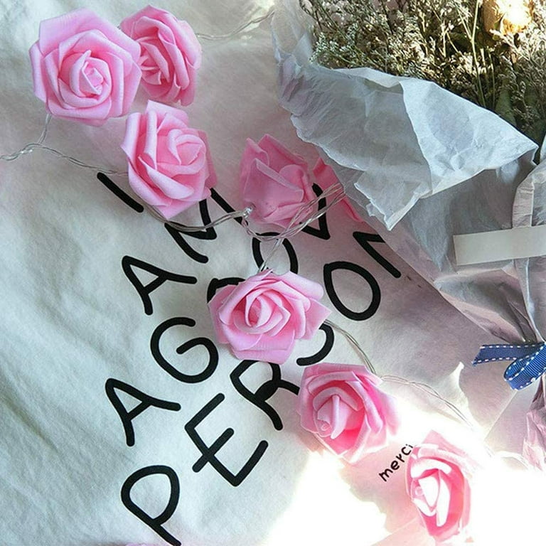 BESTA - Guirlande lumineuse LED roses blanc - 2m, 20 fleurs blanc chaud, Électricité chaîne légère Rose, Décor pour : coiffeuse de mariage pour  chambre de filles
