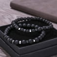 thumbnail image 3 of 2Pcs/Set Natural Lava Stone Rock Volcanic Beads Elastic Bracelet Men Jewelry, 3 of 5