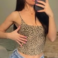 thumbnail image 5 of Hpapadks Womens Tank Tops Leopard Print Navel Crop Top Base Sling Strapless Vest Camisole Tops for Women Brown S, 5 of 6