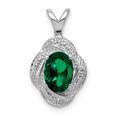 thumbnail image 2 of Sterling Silver Rhodium-plated Diam. & Created Emerald Pendant QBPD12MAY, 2 of 4