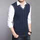 thumbnail image 3 of DIMUSI-Chalecos de invierno para hombre, chalecos cálidos tejidos sin mangas, jerséis informales ajustados con cuello en V, suéter uniforme, chalecos, ropa para hombre, 3 of 5