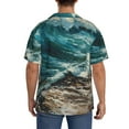thumbnail image 3 of Easygdp Blue Ocean Waves Mens Short Sleeve Button Down,Cuban Shirts for Men，Men's Casual Short-Sleeved Shirt-Large, 3 of 5