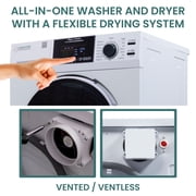 Equator All-in-One 4600 Washer Dryer Combo, Ventless/Vented, Pet Cycle, 1.62 cu.ft / 15 lbs, 110V, White