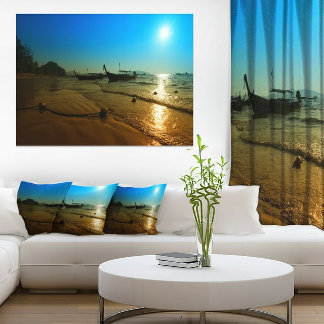 Sunset with Boats in Andaman Sea - Modern Seascape Canvas Artwork