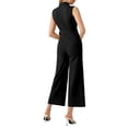 thumbnail image 3 of INSPIRE CHIC Women's Elegant Office Work Sleeveless Wide Belted Leg Jumpsuit Romper, 3 of 5