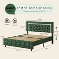 thumbnail image 6 of 4 EVER WINNER Queen Bed Frame, Upholstered Platform Bed Frame with Headboard and Footboard, Diamond Headboard and Footboard Design, Green, 6 of 7