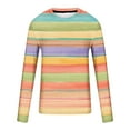 thumbnail image 5 of Leesechin Men's T-Shirt Casual Cotton Spandex Rainbow Striped Crewneck Long-Sleeve T-Shirts Basic Pullover Stripe Man Tee Shirt, 5 of 5
