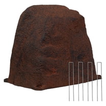 Sunnydaze Flat-Top 11" Brown Polyresin Faux Landscape Rock Cover with Metal Stakes