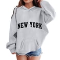 thumbnail image 5 of Amidoa Girls Graphic Hoodie Pullover Hooded Sweatshirt Fleece Oversized Kids Cute Hoodies With Pocket Gray Size 5-6Years, 5 of 6