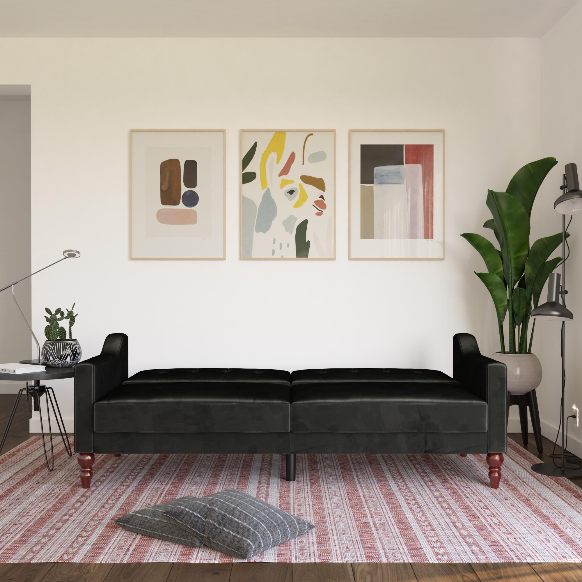 Novogratz Beatrice Coil Futon, Convertible Sofa Bed & Couch, Black