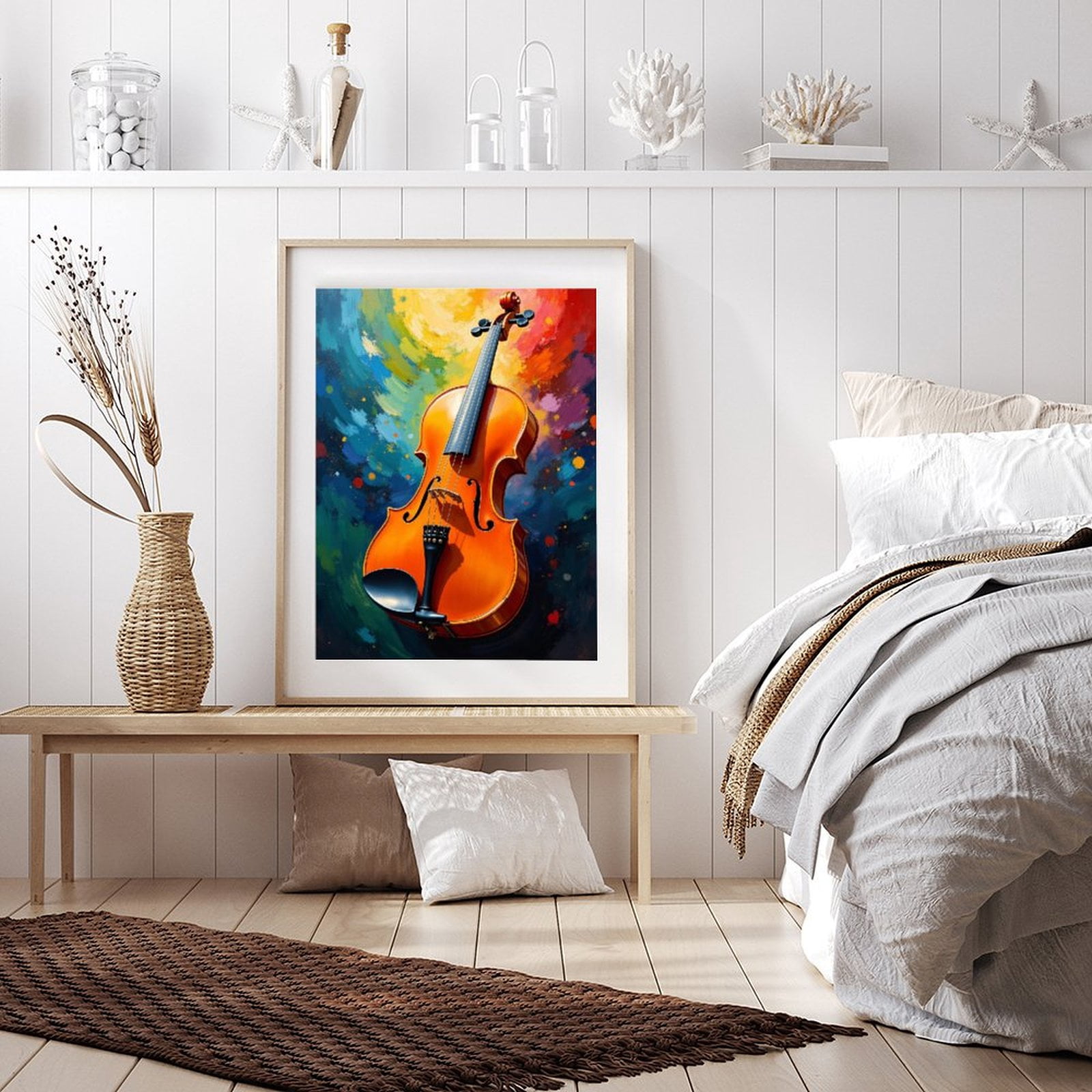 Diamond Art Kit for Adults, Vibrant Violin Abstract Canvas Art Diamond Painting for Adults Beginners, DIY Diamond Art Painting Kits, 5D Diamond Painting Crafts for Home Decor 12x16 Frameless
