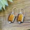 thumbnail image 3 of Tiger Eye Earring 925 Sterling Silver Earring For Women Simple Dangle Earring, 3 of 6