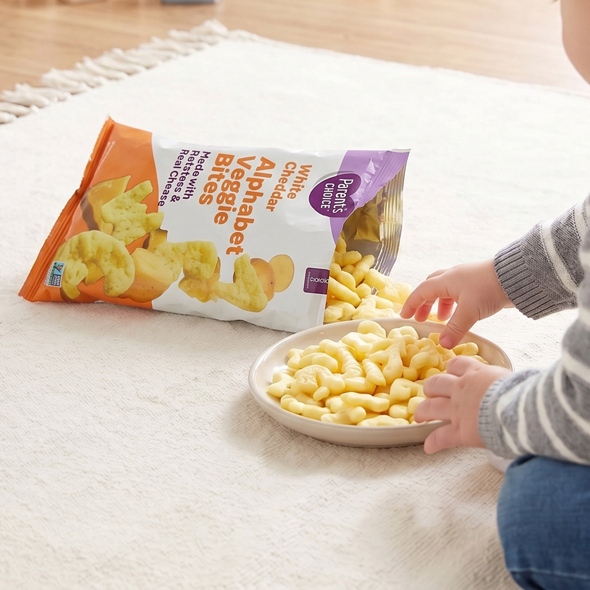 (5 pack) Parent's Choice White Cheddar Alphabet Veggie Bites Toddler Snacks, 2 oz Pouch