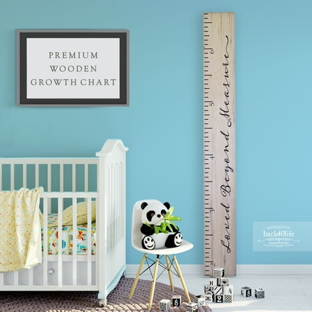 Growth Chart Ruler Back40Life | Premium Series - (Loved Beyond Measure) wooden growth chart height ruler (Weathered Natural) ()