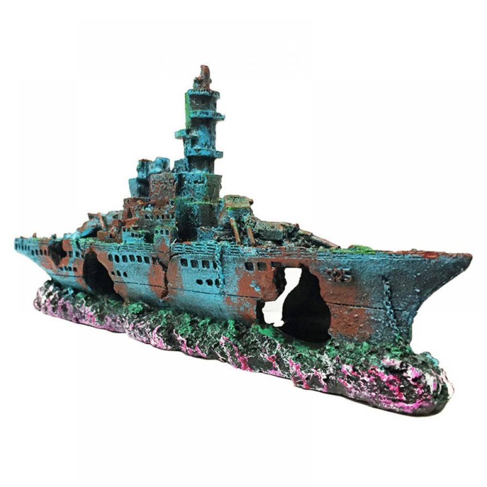 Aquarium Ship Decoration Boat Shipwreck Fish Tank Decor Wreck Sunk For