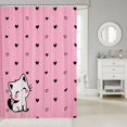 thumbnail image 2 of Manfei Kawaii Kitten Shower Curtain 72Wx72L, Sweet Love Heart Doodle Bathroom Curtain, Pink, 2 of 5