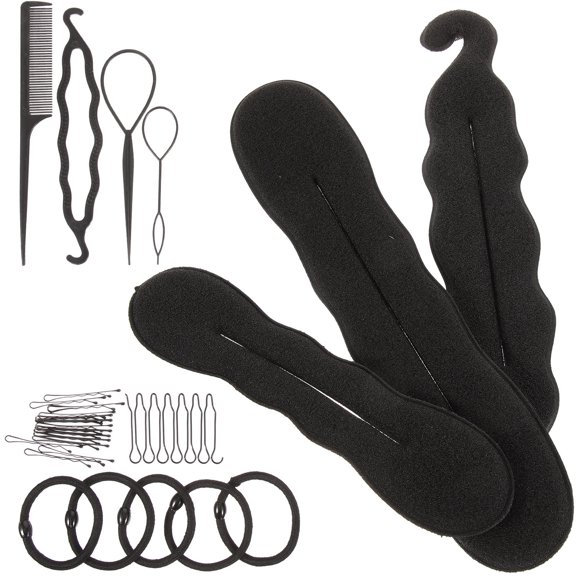 OATIPHO Hair Bun Makers Black Plastic Styling Set for Elegant DIY Hairstyles 1Set