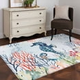thumbnail image 3 of Sea Horse Area Rugs 4x6 ft Vintage Watercolor Ocean Animals Colorful Corals Seaweed Blue Washable Rug Non Slip Indoor Carpet Absorbent Floor Mat for Living Room Bedroom Dining Room, 3 of 9
