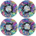 thumbnail image 2 of Shower Caps,Blue Pioneer Flower and Leaf Pattern Waterproof Shower Cap for Women 4 Pieces,Double Reusable Hair Cover for Shower PEVA Elastic Stretch Hem, 2 of 7