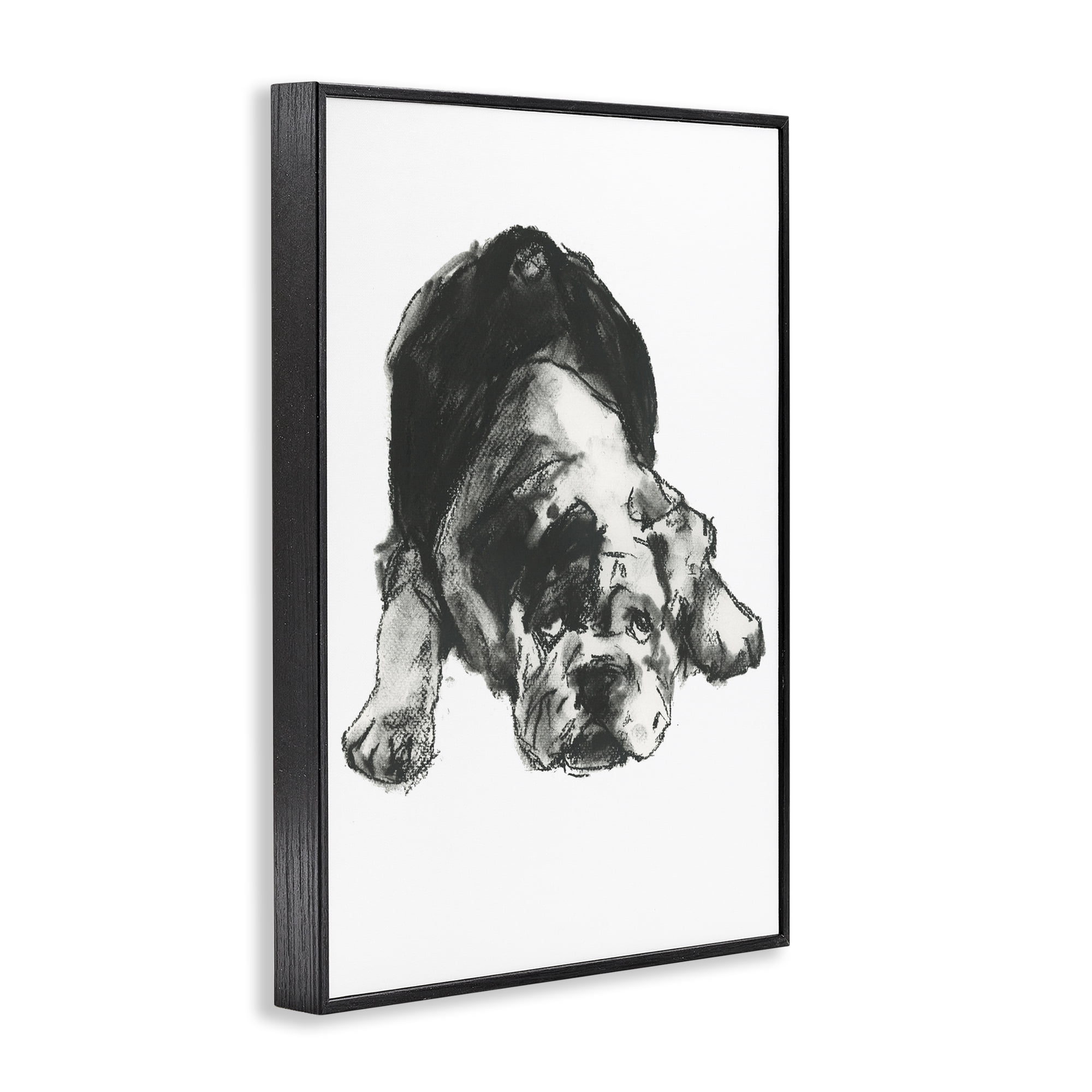 Stupell Industries Bulldog Drawing Portrait Animals & Insects Drawing Black Framed Art Print Wall Art, 20 x 30