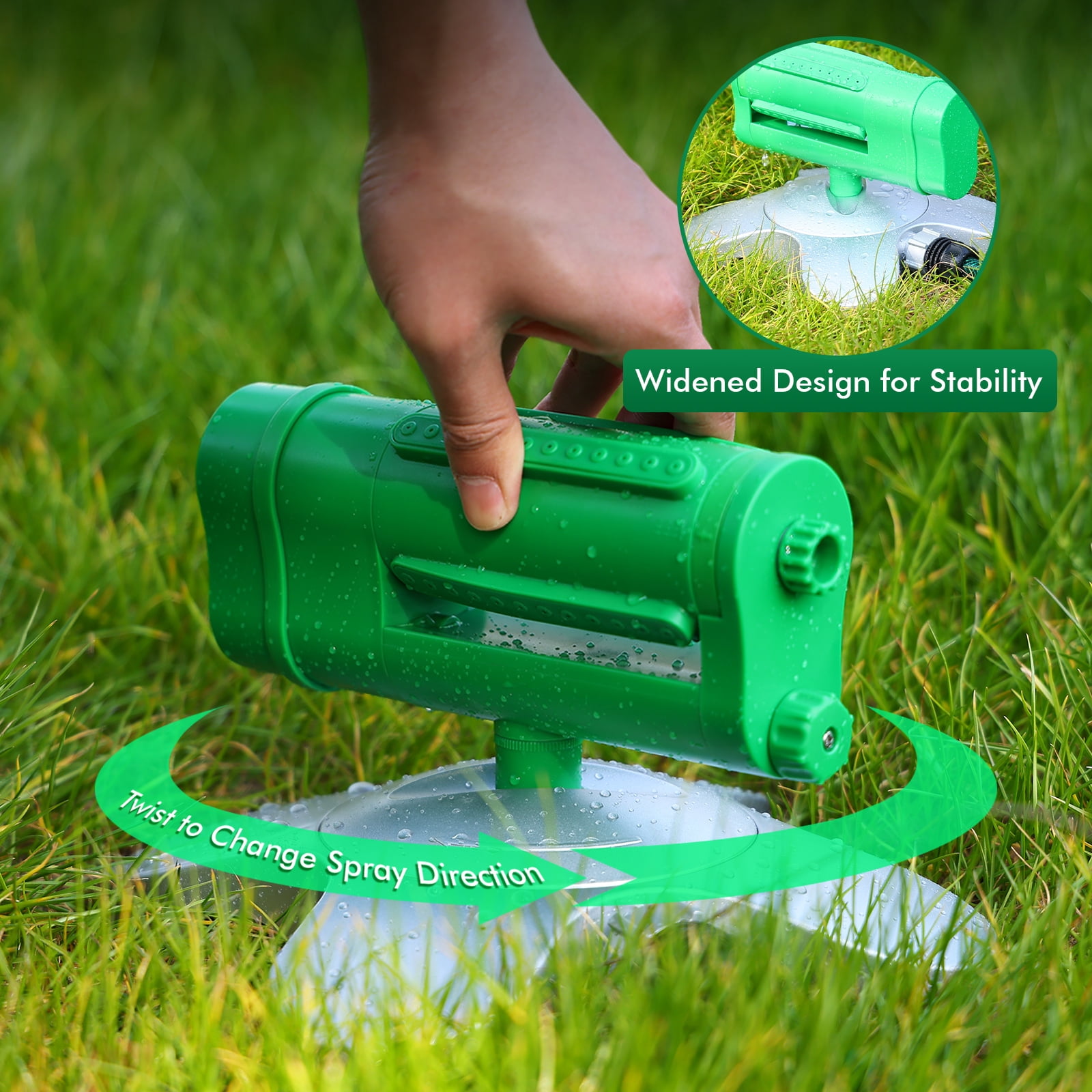 Restmo 3200 Sq.Ft Oscillating Sprinkler for Lawn and Garden with Rotating Base, 4-Way Adjustable Watering Patterns, For Large Yard and Newly Seeded Areas