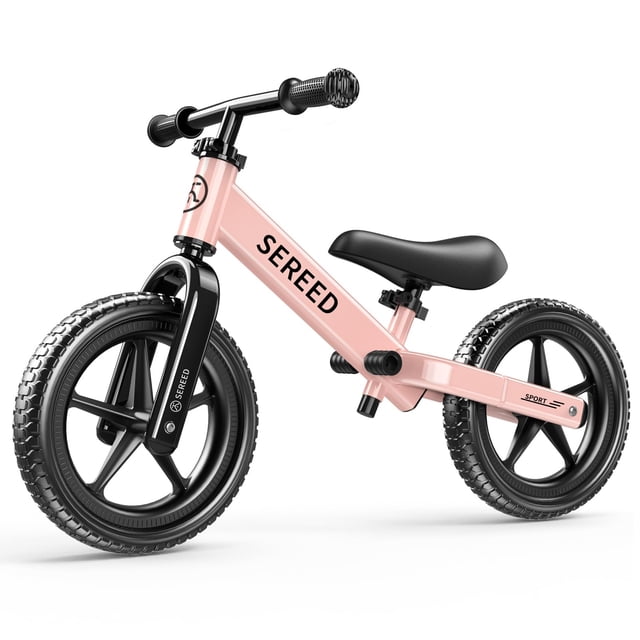 Bicicleta Balance SEREED para niños pequeños de 2 a 5 años con placa personalizada, color rosa