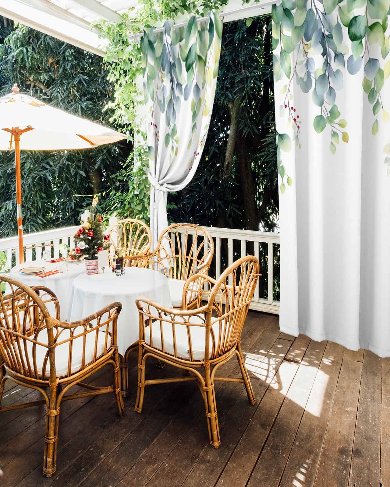 nqOlkjepod Outdoor Curtains for Patio Waterproof, Eucalyptus Outdoor Privacy Panels Grommet, Farm Leaves Boho Watercolor Leaves Spring Blackout Outside Curtains for Porch/Cabana 54"x84", 2 Panels