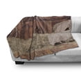 thumbnail image 3 of Barn Wood Wagon Wheel Soft Flannel Fleece Blanket, Rural Old Horse Stable Barn Interior Hay and Wood Planks Image Print, Cozy Plush for Indoor and Outdoor Use, 60" x 80", Brown Dust, by Ambesonne, 3 of 6