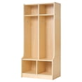 thumbnail image 1 of Armario infantil VEVOR de 2 secciones, organizador de almacenamiento de madera para niños pequeños con 4 ganchos y kit antivuelco, armarios infantiles con 4 pequeñas cajas de almacenamiento abiertas, 1 of 8