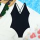 thumbnail image 4 of Trajes de baño de una pieza para mujer Traje de baño de cuello en V de color sólido para mujer Traje de baño de bikini dividido Traje de baño para mujer, 4 of 5