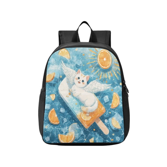 Toddler Backpack White Cat with Wings Waterproof Lightweight Backpack Casual Mini Daypack for Daycare & Travel