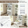 thumbnail image 5 of Harper & Bright Designs Compact Buffet with Hutch and Foldable Dining Table, Cupboard with Storage Shelf and Side Hooks for Small Places Apartment, White Marble, 5 of 18