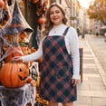 thumbnail image 2 of Agnes Orinda Women's Plus Size Halloween Outfits Plaid Pinafore Midi Dress Sleeveless Adjustable Strap Suspender Overall Dresses with Pockets 3X Dark Blue, 2 of 8