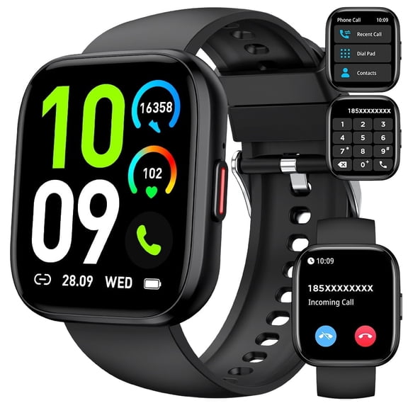 Smart Watch Fits for Android and iPhone, IP68 Waterproof Smartwatch for Women Men 100  Sports Modes 1.85-inch Fitness Tracker, Smart Watch with Bluetooth Call(Answer/Make Calls), for Gift Black