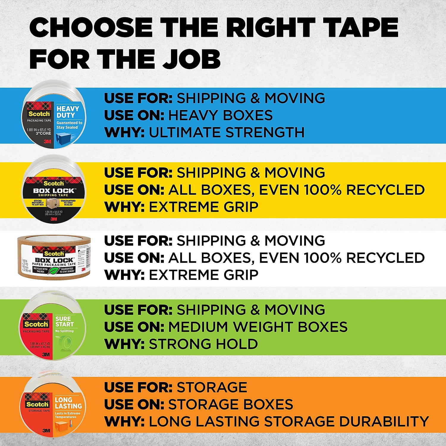 Scotch Heavy Duty Shipping Packaging Tape, 1.88" x 38.2 Yards, 3" Core, Clear, Great for Packing, Shipping & Moving, 3 Rolls (3850S-3)