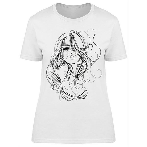 Beautiful Young Model Sketch T-Shirt Women -Image by Shutterstock, Female XX-Large